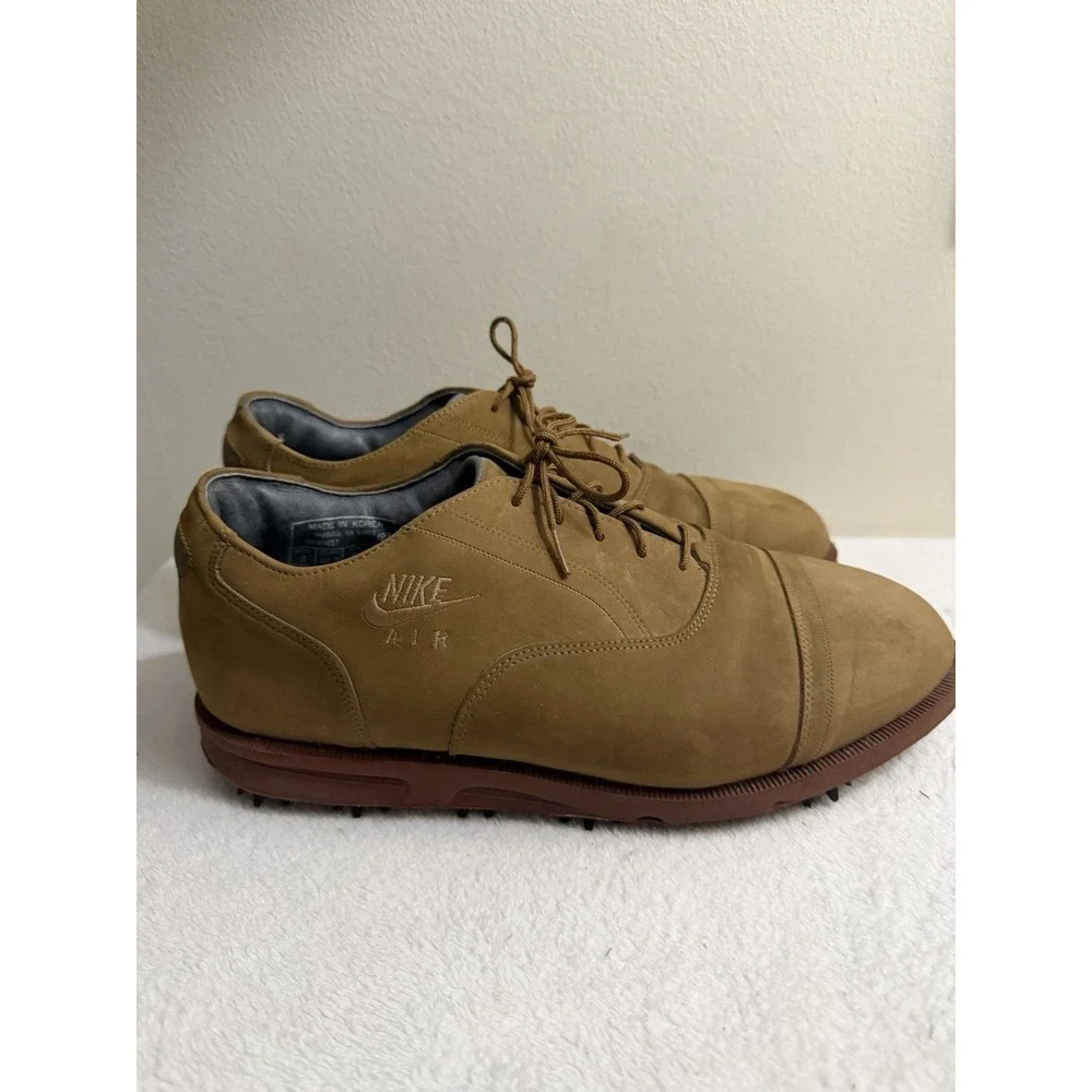 Vintage NIKE Air Golf Suede Leather Spiked Shoes Men's Size 9 Brown 90s Normcore